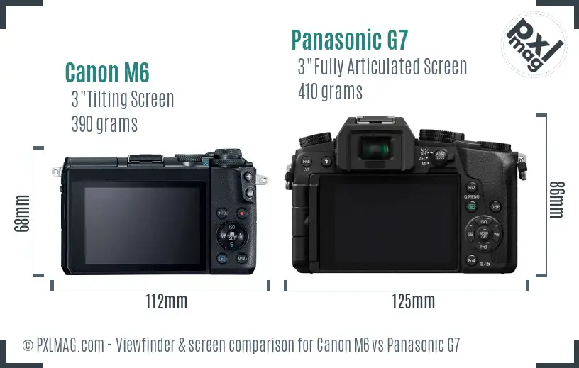 Canon M6 vs Panasonic G7 Screen and Viewfinder comparison