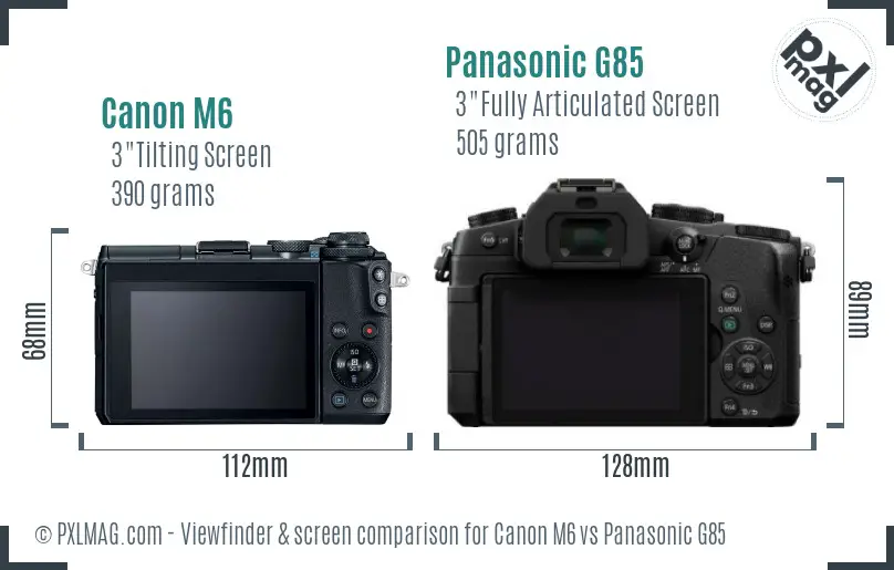 Canon M6 vs Panasonic G85 Screen and Viewfinder comparison