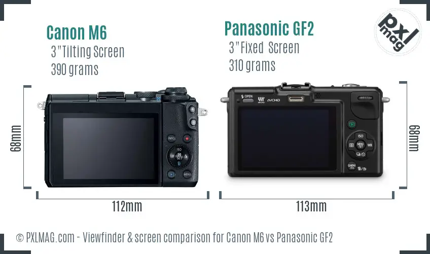 Canon M6 vs Panasonic GF2 Screen and Viewfinder comparison