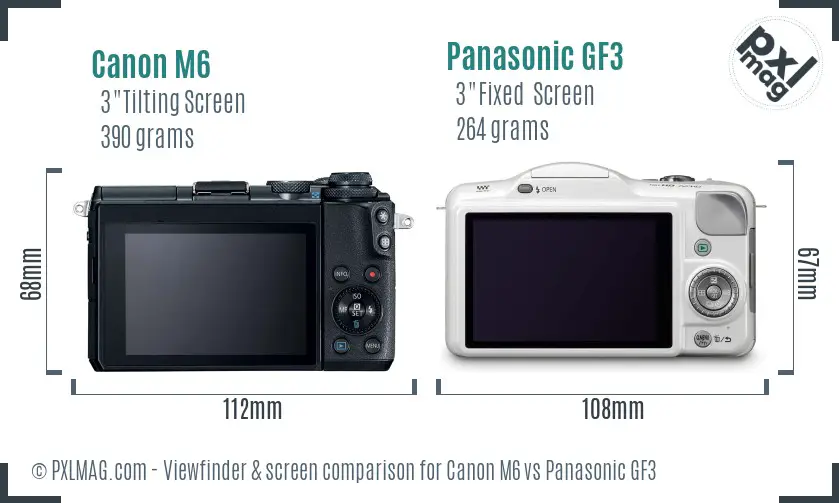 Canon M6 vs Panasonic GF3 Screen and Viewfinder comparison