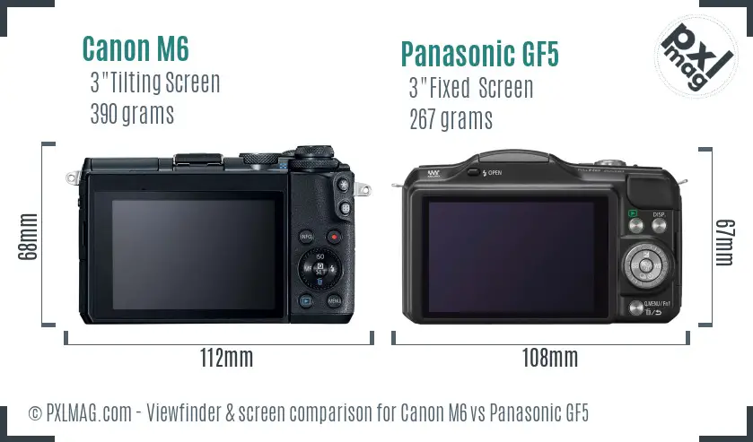 Canon M6 vs Panasonic GF5 Screen and Viewfinder comparison