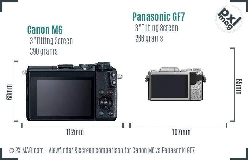 Canon M6 vs Panasonic GF7 Screen and Viewfinder comparison
