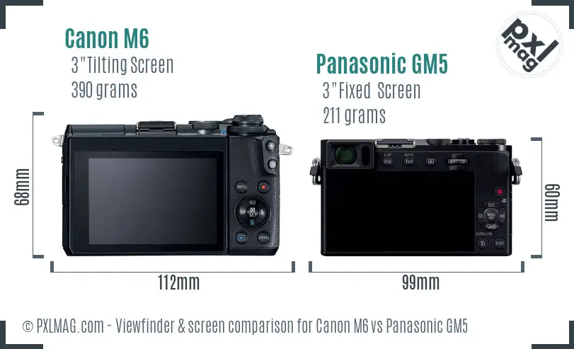 Canon M6 vs Panasonic GM5 Screen and Viewfinder comparison Canon M6 vs Panasonic GM5 Screen and Viewfinder comparison