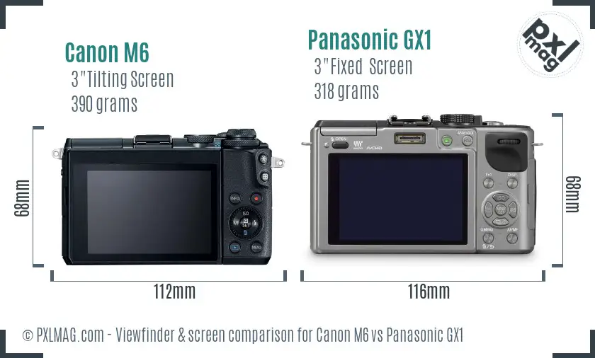 Canon M6 vs Panasonic GX1 Screen and Viewfinder comparison