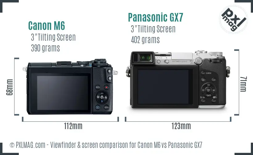 Canon M6 vs Panasonic GX7 Screen and Viewfinder comparison