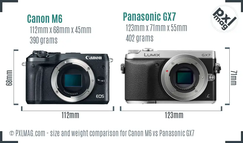 Canon M6 vs Panasonic GX7 size comparison