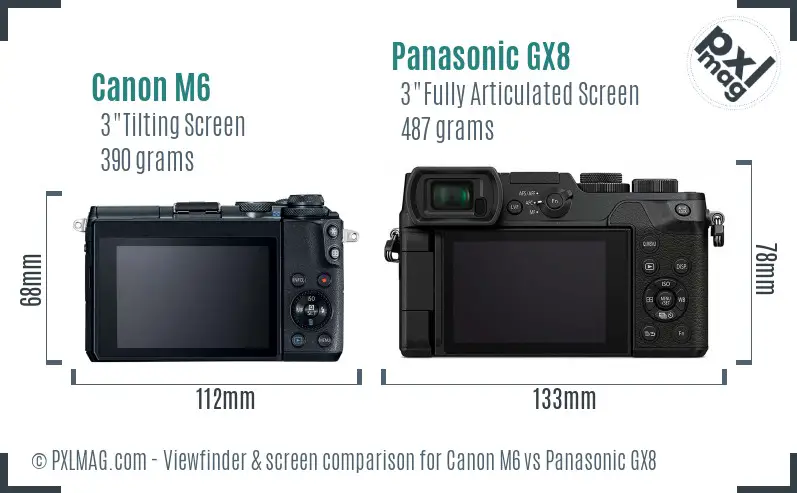 Canon M6 vs Panasonic GX8 Screen and Viewfinder comparison