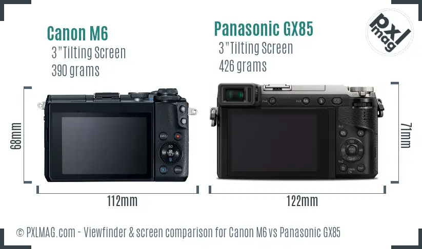 Canon M6 vs Panasonic GX85 Screen and Viewfinder comparison