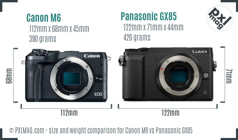 Canon M6 vs Panasonic GX85 size comparison