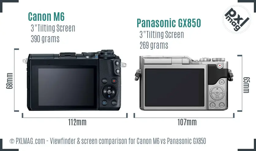 Canon M6 vs Panasonic GX850 Screen and Viewfinder comparison