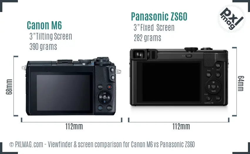 Canon M6 vs Panasonic ZS60 Screen and Viewfinder comparison