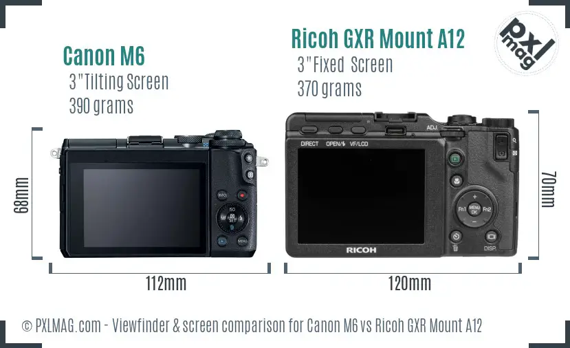 Canon M6 vs Ricoh GXR Mount A12 Screen and Viewfinder comparison Canon M6 vs Ricoh GXR Mount A12 Screen and Viewfinder comparison