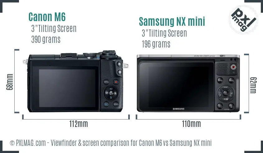 Canon M6 vs Samsung NX mini Screen and Viewfinder comparison