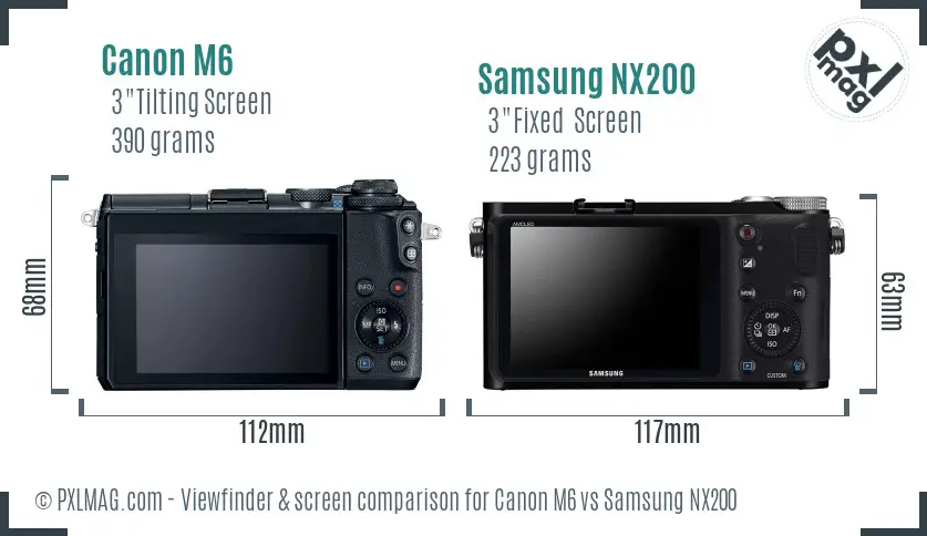 Canon M6 vs Samsung NX200 Screen and Viewfinder comparison
