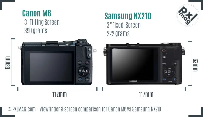 Canon M6 vs Samsung NX210 Screen and Viewfinder comparison