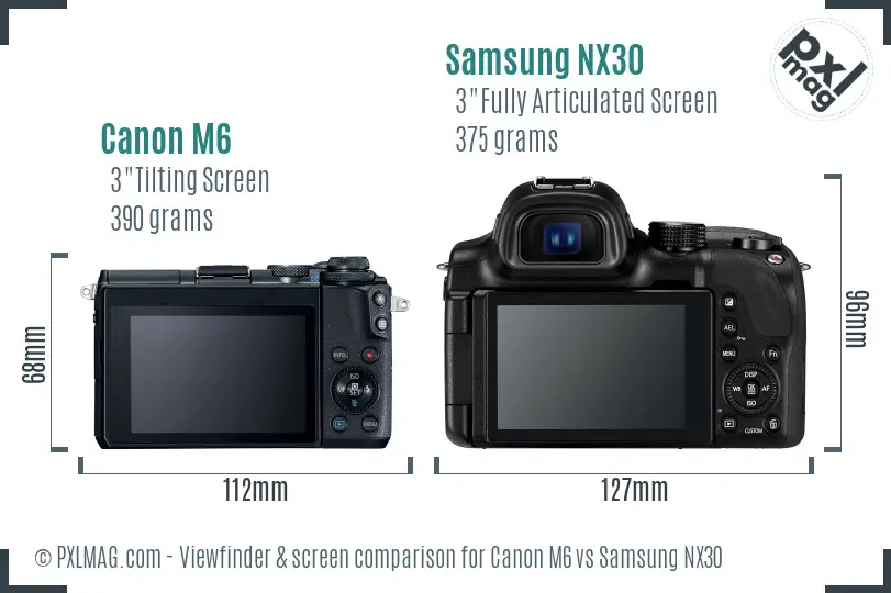 Canon M6 vs Samsung NX30 Screen and Viewfinder comparison