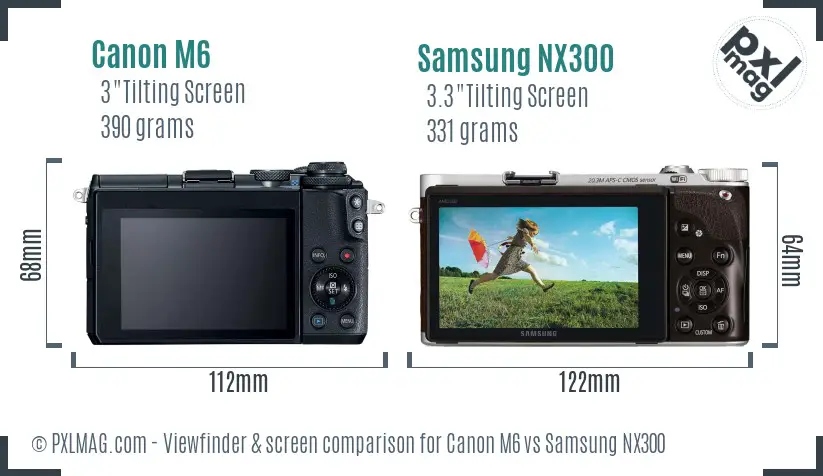 Canon M6 vs Samsung NX300 Screen and Viewfinder comparison