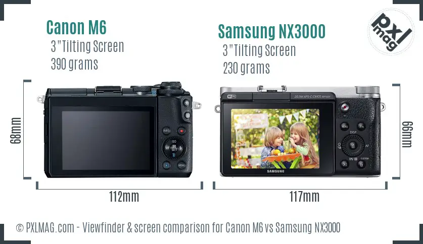 Canon M6 vs Samsung NX3000 Screen and Viewfinder comparison