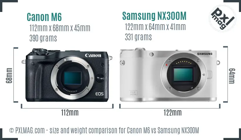 Canon M6 vs Samsung NX300M size comparison