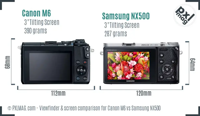 Canon M6 vs Samsung NX500 Screen and Viewfinder comparison