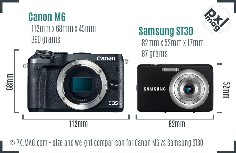 Canon M6 vs Samsung ST30 size comparison