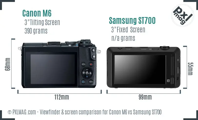 Canon M6 vs Samsung ST700 Screen and Viewfinder comparison