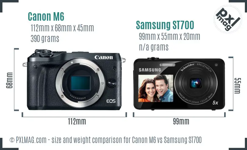 Canon M6 vs Samsung ST700 size comparison
