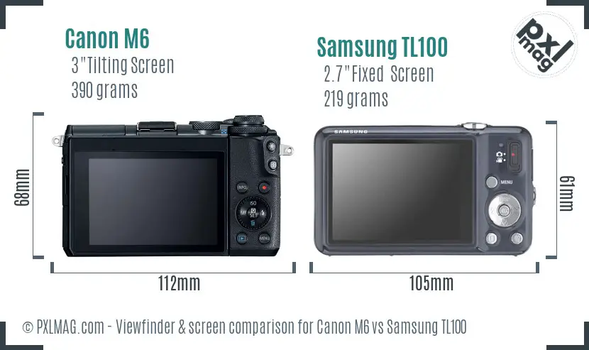 Canon M6 vs Samsung TL100 Screen and Viewfinder comparison Canon M6 vs Samsung TL100 Screen and Viewfinder comparison