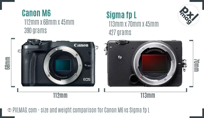 Canon M6 vs Sigma fp L size comparison