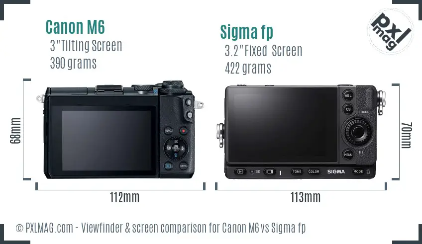 Canon M6 vs Sigma fp Screen and Viewfinder comparison