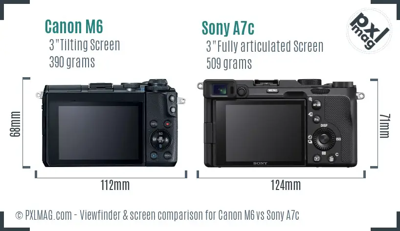 Canon M6 vs Sony A7c Screen and Viewfinder comparison