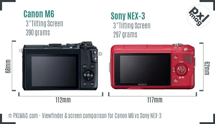 Canon M6 vs Sony NEX-3 Screen and Viewfinder comparison