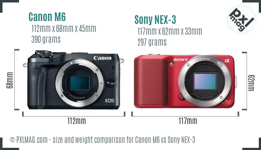 Canon M6 vs Sony NEX-3 size comparison