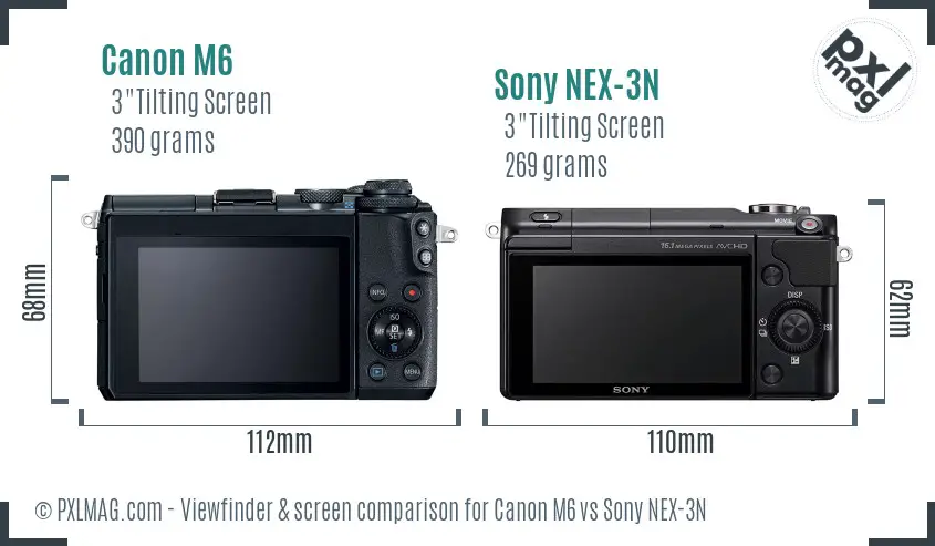 Canon M6 vs Sony NEX-3N Screen and Viewfinder comparison