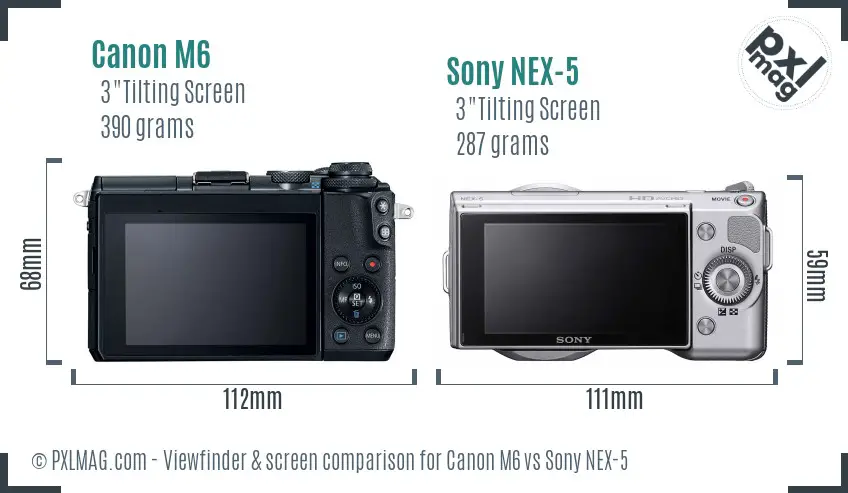 Canon M6 vs Sony NEX-5 Screen and Viewfinder comparison