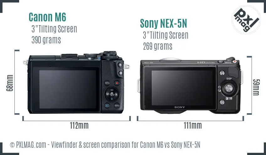Canon M6 vs Sony NEX-5N Screen and Viewfinder comparison