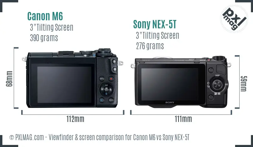 Canon M6 vs Sony NEX-5T Screen and Viewfinder comparison