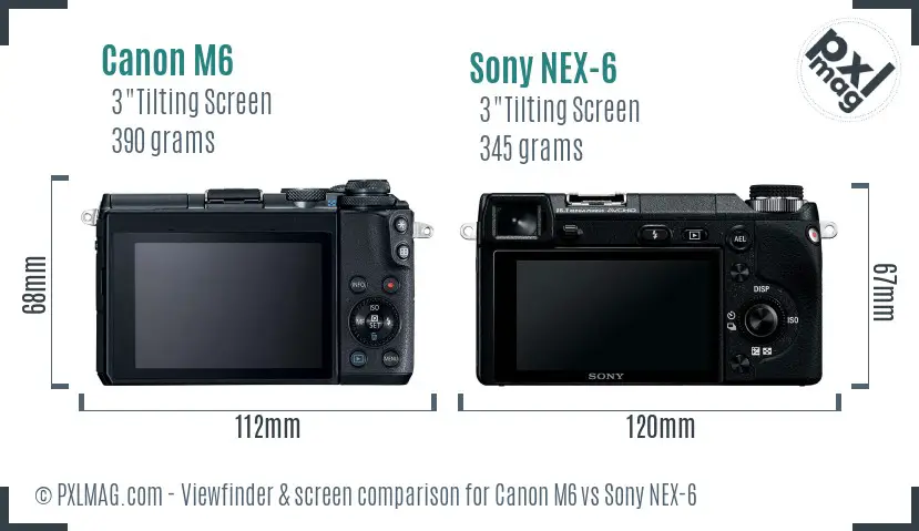 Canon M6 vs Sony NEX-6 Screen and Viewfinder comparison