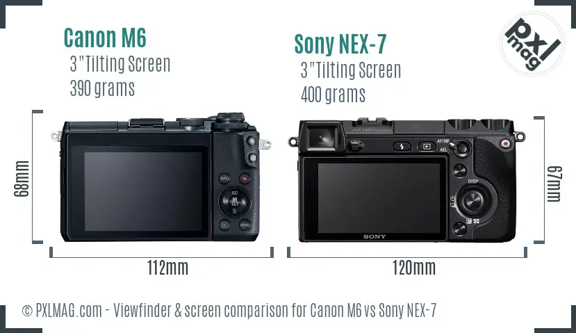 Canon M6 vs Sony NEX-7 Screen and Viewfinder comparison