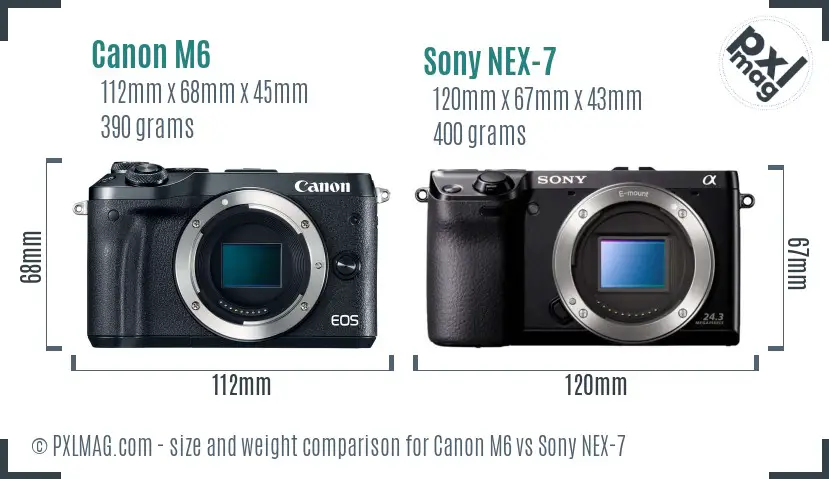 Canon M6 vs Sony NEX-7 size comparison