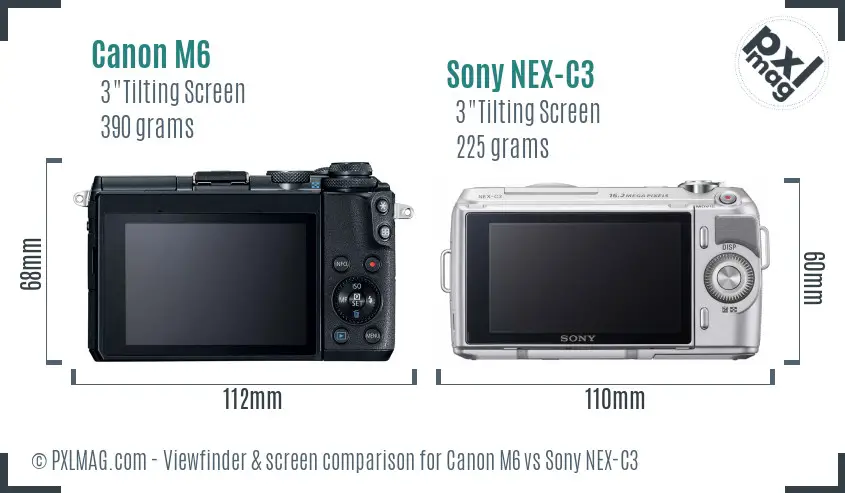 Canon M6 vs Sony NEX-C3 Screen and Viewfinder comparison