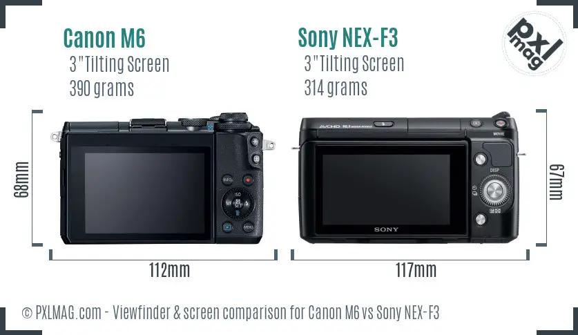 Canon M6 vs Sony NEX-F3 Screen and Viewfinder comparison