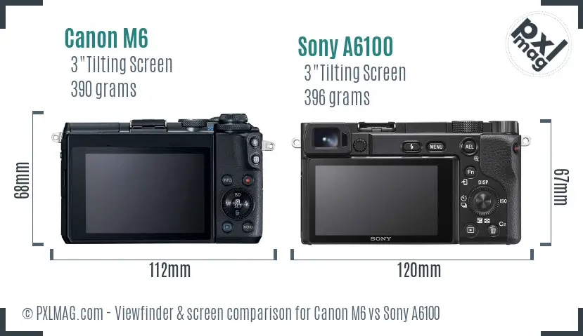 Canon M6 vs Sony A6100 Screen and Viewfinder comparison