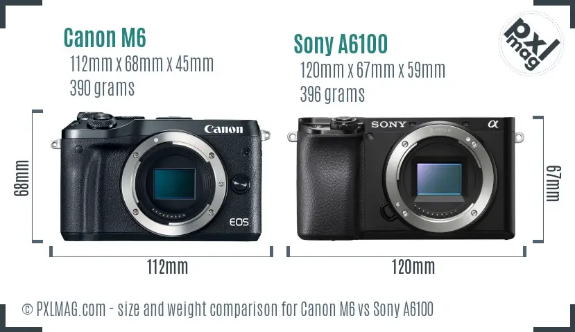 Canon M6 vs Sony A6100 size comparison