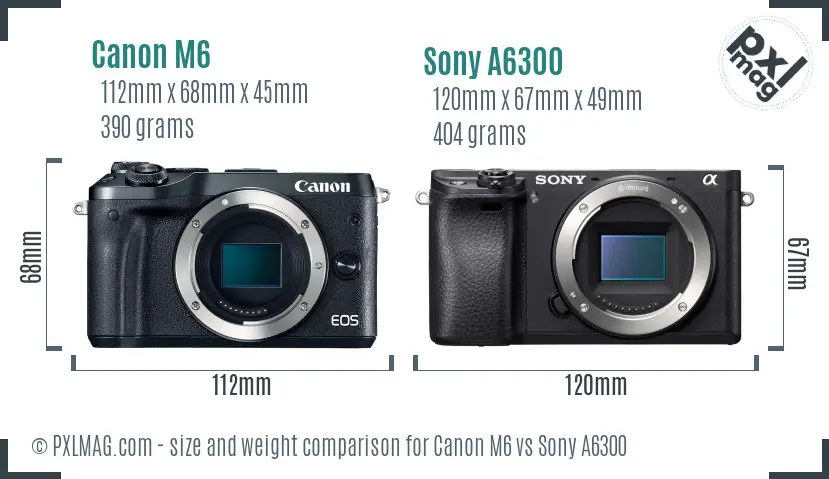 Canon M6 vs Sony A6300 size comparison