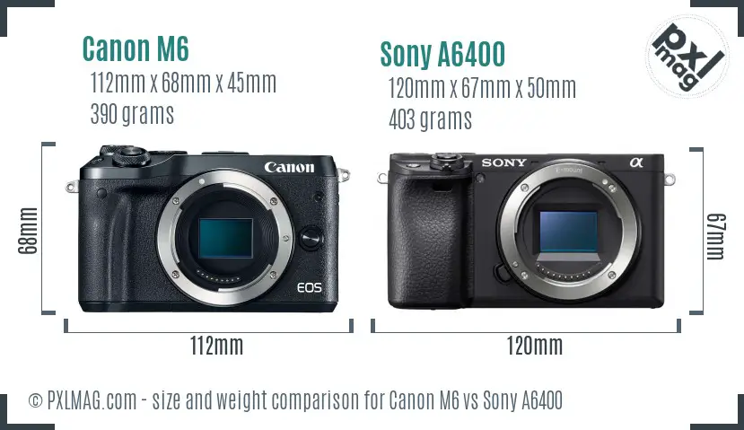 Canon M6 vs Sony A6400 size comparison