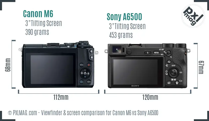 Canon M6 vs Sony A6500 Screen and Viewfinder comparison