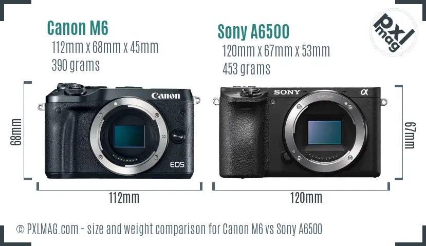 Canon M6 vs Sony A6500 size comparison