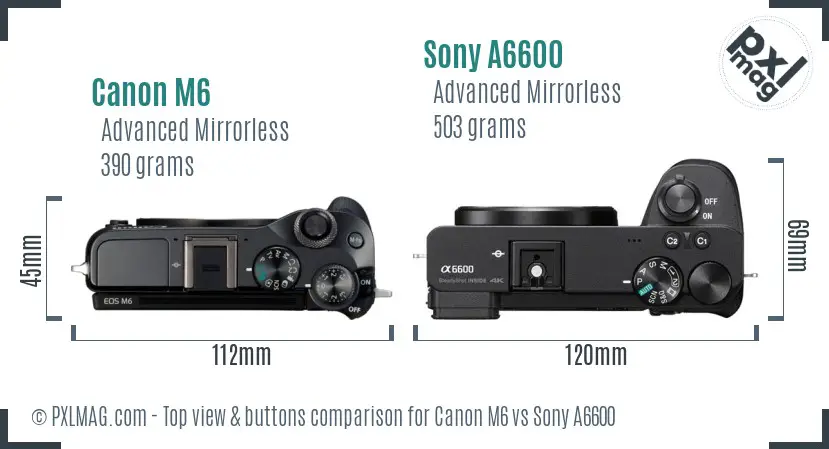 Canon M6 vs Sony A6600 top view buttons comparison