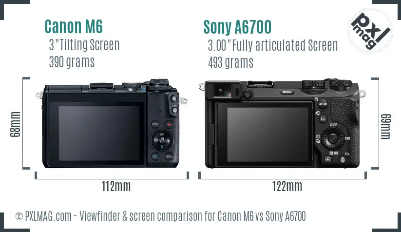 Canon M6 vs Sony A6700 Screen and Viewfinder comparison